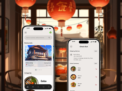 On-Chain Food Ordering App asian branding cr crypto cryptocurrency food app food ordering japan mobile app ui web3