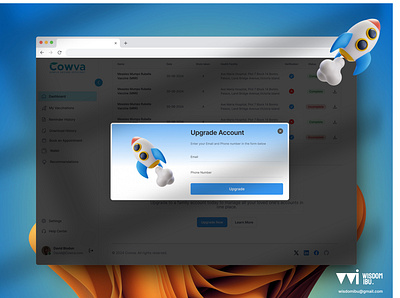 Upgrade Account Modal - Health tech Dashboard (Cowva) dashboard design health healthtech productdesign sass ui uiux uiuxdesign upgradeaccount userinterface webapp webdesign
