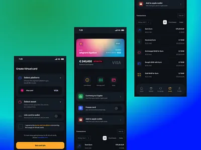 Crypto Virtual card crypto design ui ux web3
