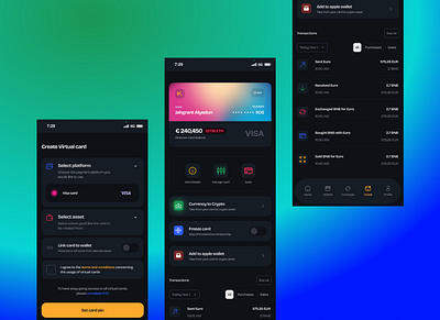 Crypto Virtual card crypto design ui ux web3