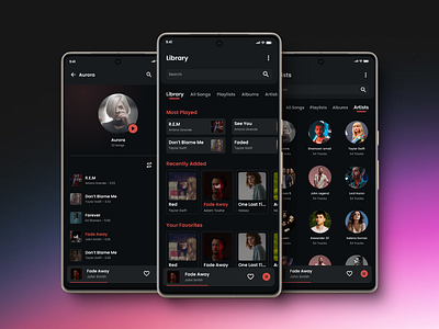 Music Player UI artist home library music player songs ui