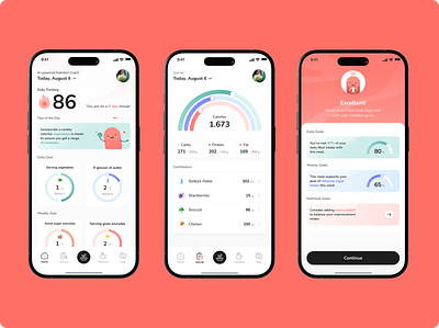 App Design for AI-powered Nutrition Coach application branding design flat food health illustration interface sport ui