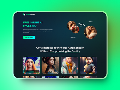 Face Swap Website ai desktop face swape landing page swape ui website