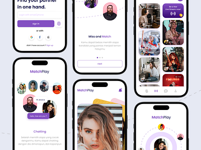 MatchPlay - Datting App Mobile datting app datting app mobile datting app ui datting ui live stream live stream app live stream ui mobile design mobile ui ui ui design uikit