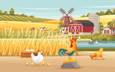 Farm illustration adobe illustrator book illustration character design children book illustration landscape illustration vector graphic vector illustration