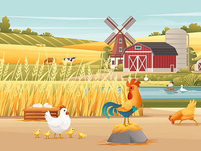 Farm illustration adobe illustrator book illustration character design children book illustration landscape illustration vector graphic vector illustration