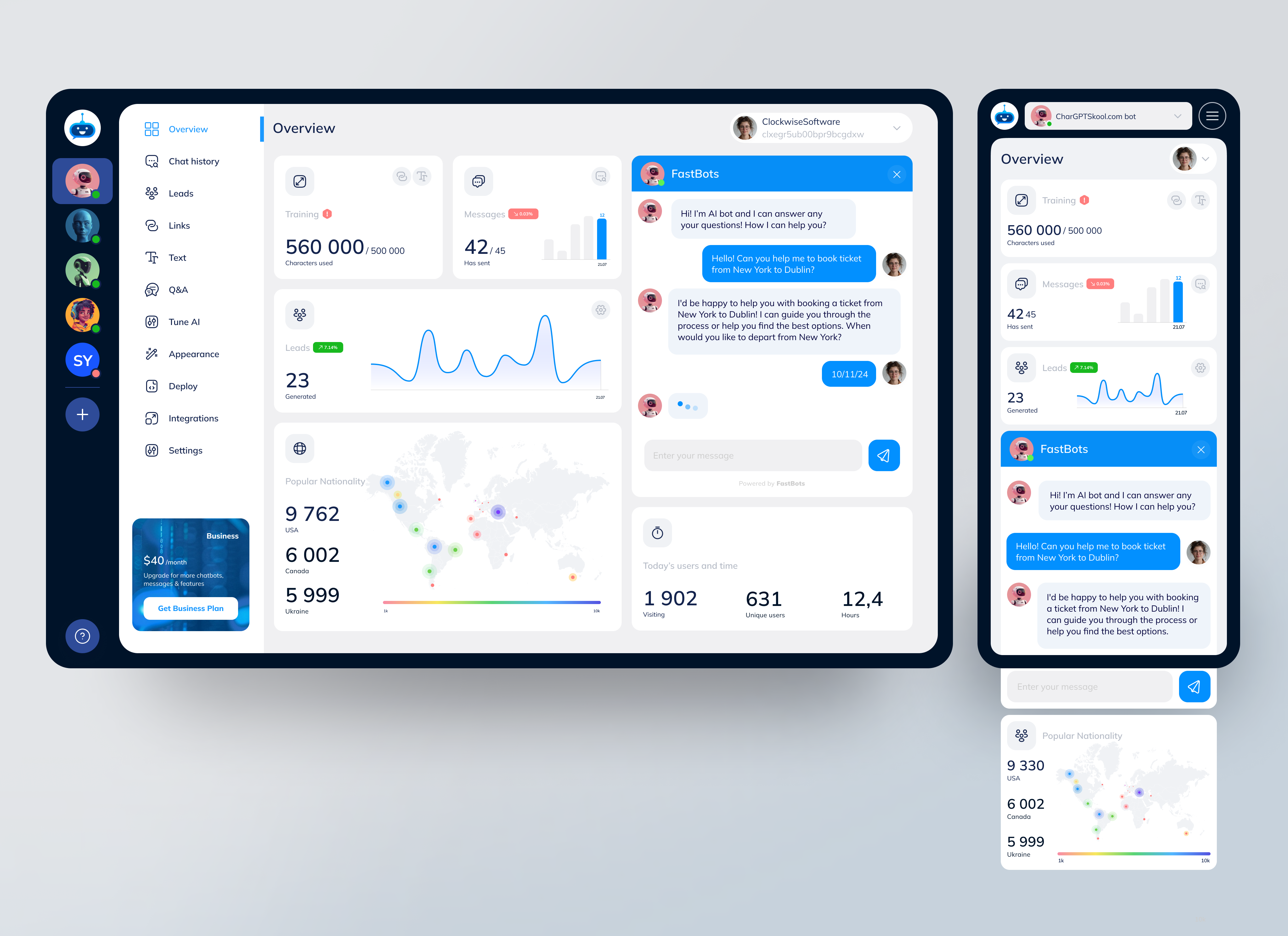 AI web Chatbot adaptive ai ai based ai technologies artificial blue chat chatbot chatgpt custom bot dashboard intelligence mobile responsive signin web