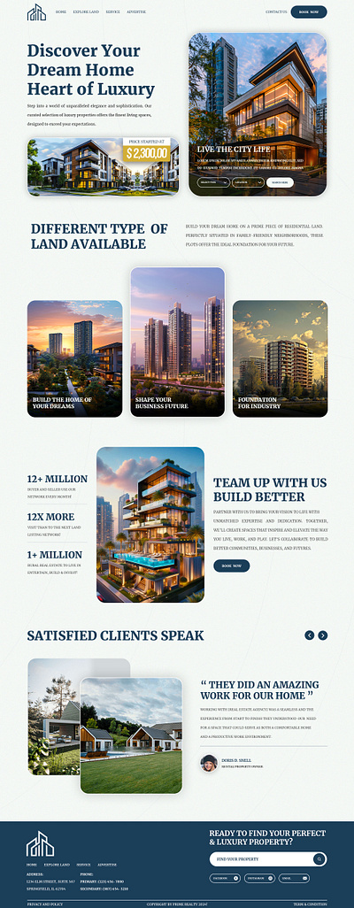 Prime Reality Real Estate Website Design branding creative design css design figma graphic design html illustration javascript landing page logo photoshop real estate ui design uiux ux design web web design website website design