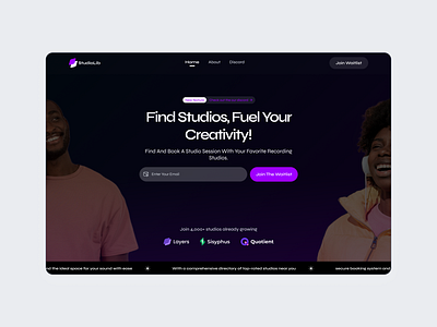 Waitlist landing page hero section - StudioLib x Untitled Ui 2024 app design discord landing landingpage modern new page ui untitledui ux waitlist website