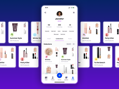 Topshelf Collections app bento collection cosmetics ecommerce ios mobile mobile app profile shop ui ux