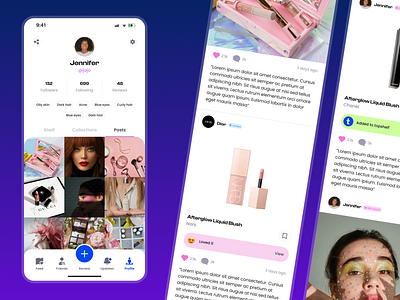 Topshelf Feed & Posts app cosmetics ecommerce feed ios mobile mobile app post profile shop ui ux
