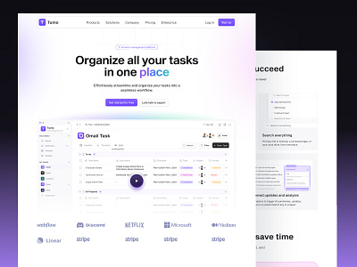 Tumo - Productivity SaaS Web Template landingpage design productivity project management saas task management ui design uikit web templates website website design