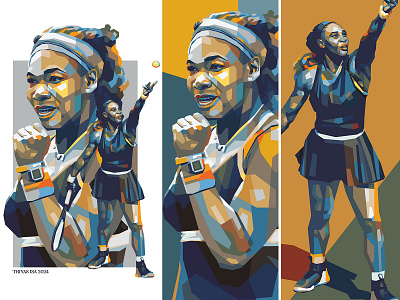 Serena Williams ball colorful design fan art illuatrator illustration inspirational legendary portrait portrait illustration poster poster sport sport tennis unique vector vectorart vintage color woman yellow