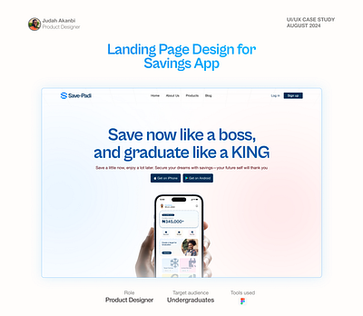 Landing Page For a Saving App. designer finance landing page product design savings app ui uiux