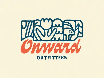 Onward Outfitters Badge branding design explore hand drawn hand lettering hiking illustration illustrator lettering logo midwest nature outdoors retro trails vintage