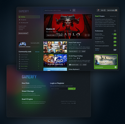 Game HUB concept diablo game graphic design hub improvement rtx tech technology ui ux uxui