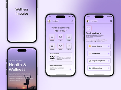 Wellness Impulse - Health & Wellness App health and wellness app minimal design ui ui design