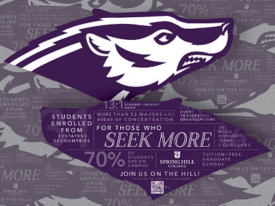 SHC Admissions Fact Handout badger brand branding college content design die cut fact sheet graphic design handout illustration logo print print design publication typography vector visual design