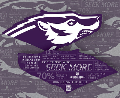 SHC Admissions Fact Handout badger brand branding college content design die cut fact sheet graphic design handout illustration logo print print design publication typography vector visual design