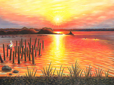 Sunrise at City Island | Gouache Paint Illustration art art prints artist artwork commission freelance gouache illustration illustrator landscape nature new york paint painter painting poster sunrise travel wall art watercolor