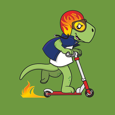 Dino Racer 02 2d apparel bike biker cartoon clothing design cute dinosaurs funny illustration kids mascot merchandise race racer rider sticker vector