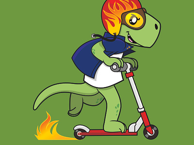 Dino Racer 02 2d apparel bike biker cartoon clothing design cute dinosaurs funny illustration kids mascot merchandise race racer rider sticker vector