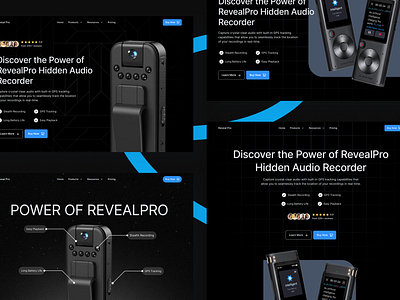 RevealPro - Hero Sections e commerce website design hero sections hidden audio recorder landing page modern e commerce uiux reveal pro web design website design