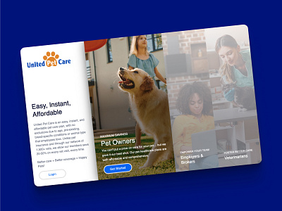 Pet Healthcare: user path selection animals audience cats desktop dogs expand healthcare hover landing page path selection pet select slider ui users ux web web design website