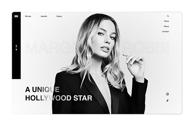 The first screen of the Margot Robbie website aesthetics and functionality animation creative solutions first screen modern web design nterface redesign professional redesign ui ux website design