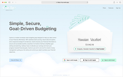 Cache.app budget budgeting app ui design web app