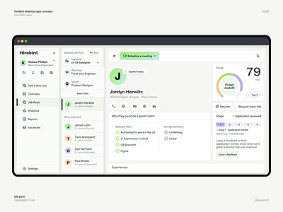 Hirebird - Hiring profile design challenge app branding challenge design hiring interface profile recruiter recruiting ui ux