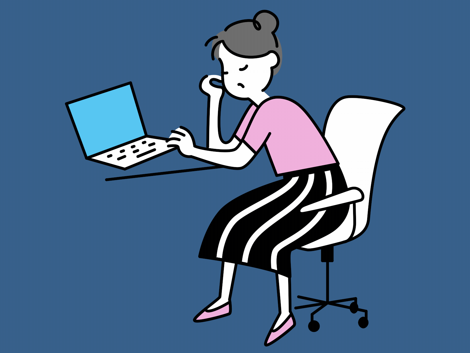 Young woman tired at work 2d animation burnout employee exhausted falling asleep illustration laptop moho motion graphics office desk office worker overworked sitting sleepy tired woman woman at work work workplace