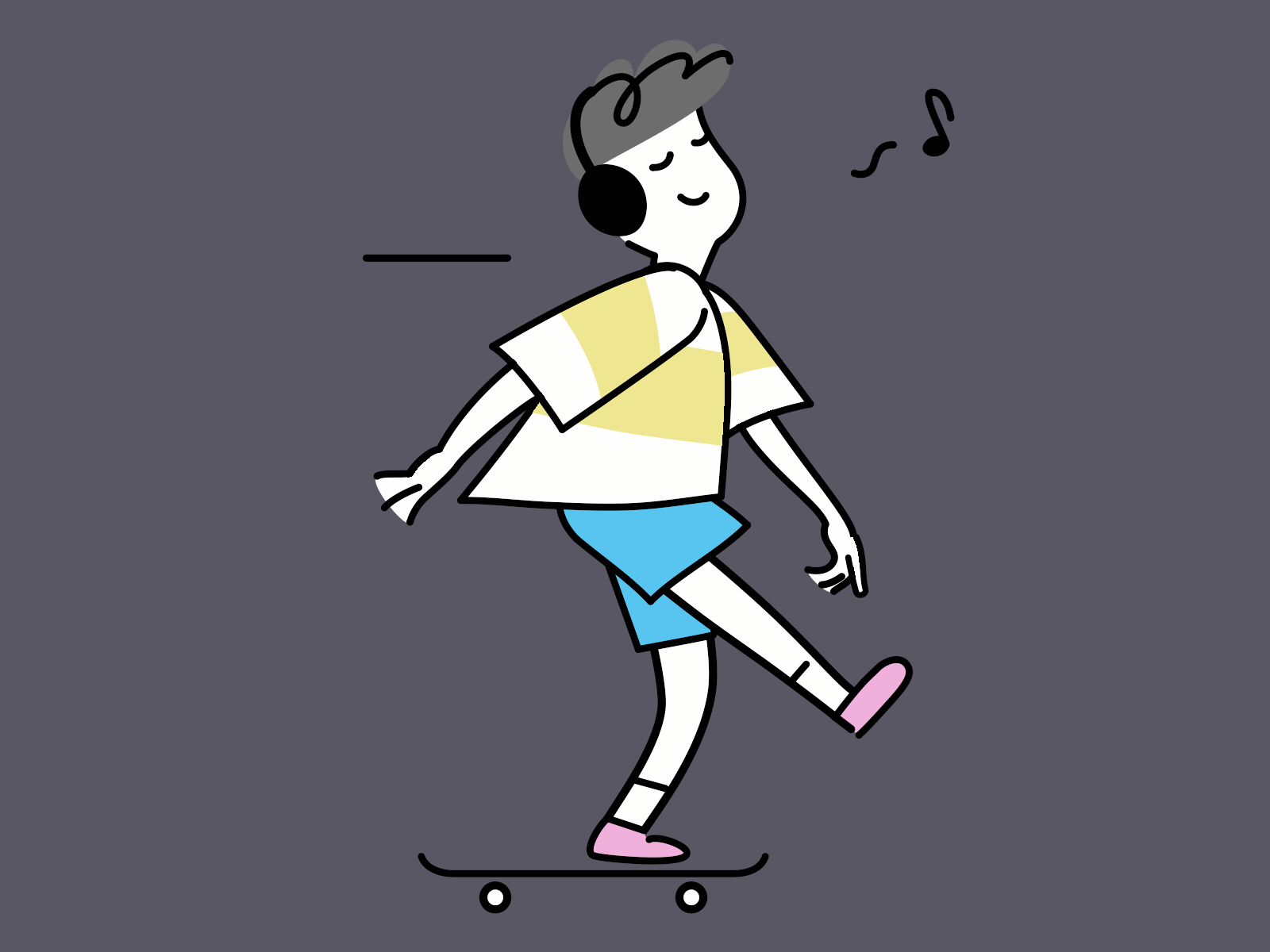 Young man or teenager skateboarding 2d active animation boy happy headphones illustration leisure listening to music man moho motion graphics relax skateboarder skateboarding speed sport street teen urban