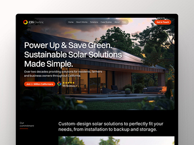 CSS Electric - Solar Solution Website daily ui dark theme framer landing page no code ui web design web solutions website design