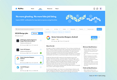 Daily UI Challenge #050 - Job Listing career daily ui 50 daily ui challenge employment filter hiring job application job board job finder job listing job search recruitment