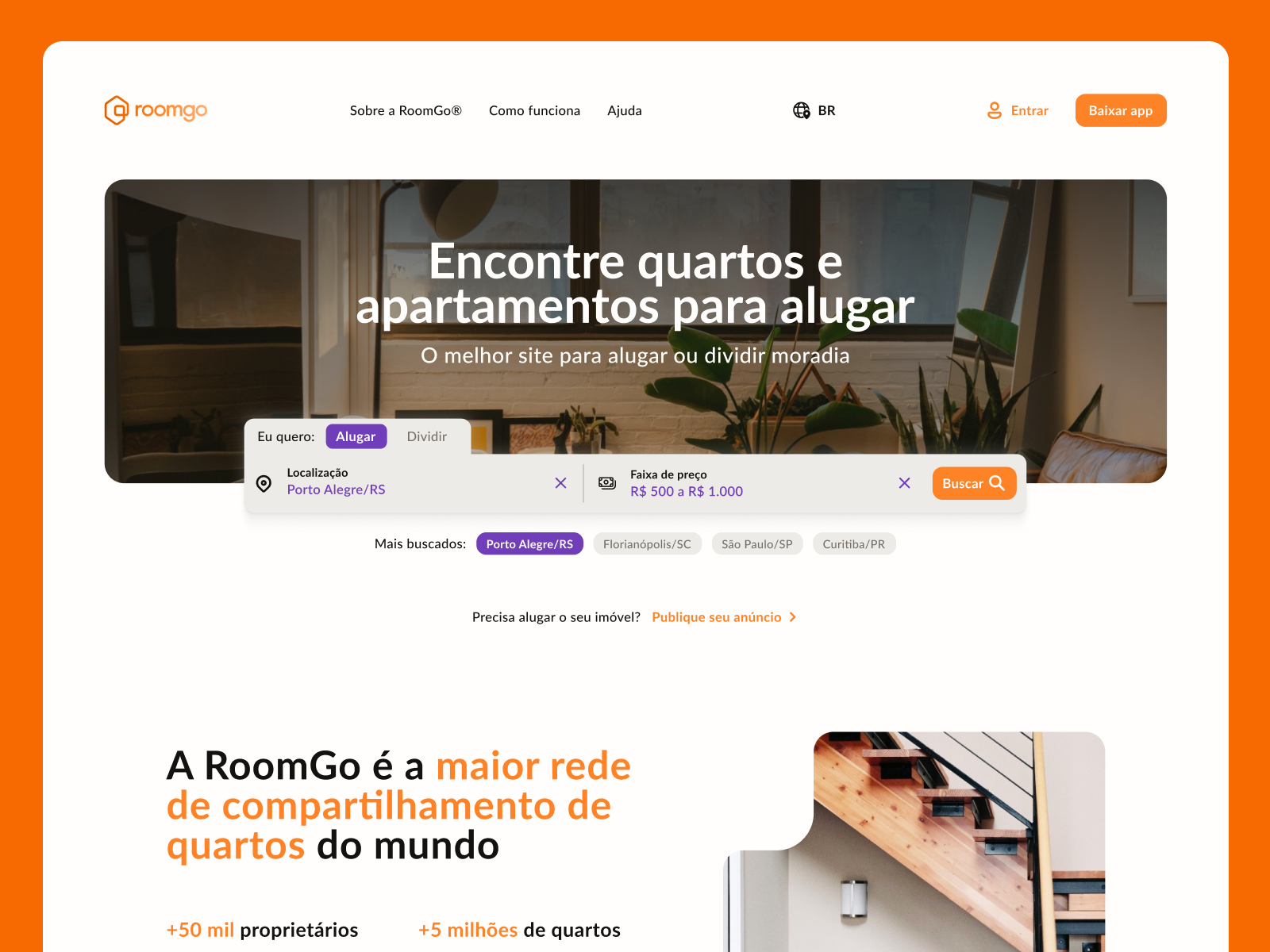 RoomGo® — Landing page app mobile figma interaction design interface design landing page mobile app product design rent app rent page ui ui design uiux user experience design user interface design ux ux design uxui