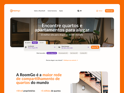 RoomGo® — Landing page app mobile figma interaction design interface design landing page mobile app product design rent app rent page ui ui design uiux user experience design user interface design ux ux design uxui