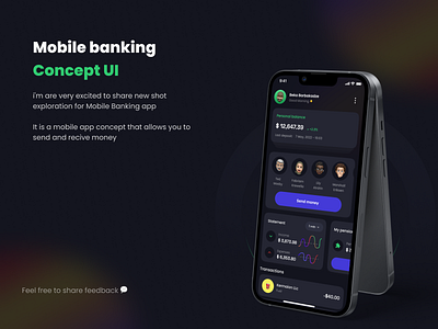 Mobile Banking Concept UI animation banking bbarbakadze branding concept design graphic design product design ui web