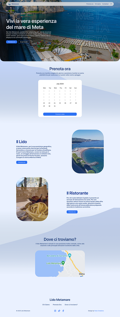 Beach club landing page ui/ux design beach beach club beach design branding design hero section italian italy landing landing page meta ocean ocean design sea sea design sorrento typography ui ux web design