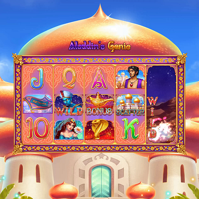 Game reel animation of the online slot game "Aladdin's Genie" aladdin slot aladdin themed animation digital art gambling gambling art gambling design game art game design game developer game development graphic design motion graphics reels animation slot animation slot art slot design slot designe slot game symbols animation