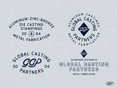 Global Casting Partners - Unchosen Concept americana badge blue collar brand branding castings custom design gcp graphic design logo navy retro script seal texas typography vintage