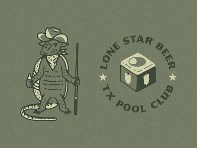 Lone Star Beer Merch apparel design armadillo bar beer club collection cowboy cowboy hat desert dillo dive bar illustration lone star beer merch pool pool club pool cue southwest texas western