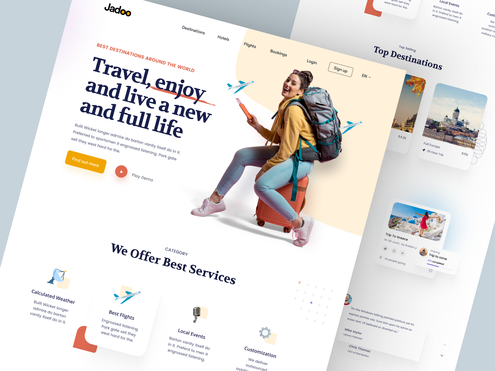 Example of Jadoo - Shopify website design for Travelling