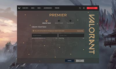 Sign up for Valorant Premier Online dailyui ui valorant video games