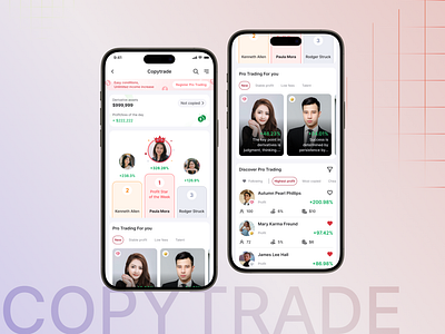 COPYTRADE app branding copytrade design showcase stocks trading ui ux