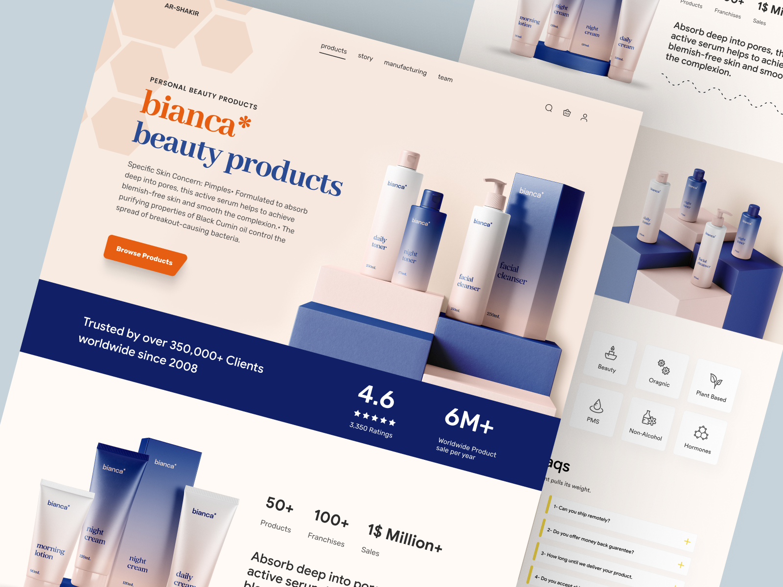 Example of Single Product Cosmetic Store Web Design