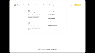 Daily UI Challenge #053 - Header Navigation animation daily ui 53 daily ui challenge dropdown dropdown menu header header navigation menu bar menu items menu navigation ui motion
