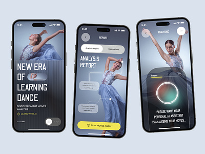 Dancing AI Mobile App ai app ai mobile app app design banking ui branding dancing ai app dancing app dashboard dashboard ui design ui ux