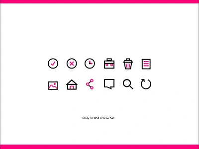 Daily UI Challenge #055 - Icon Set cancel icon chat icon confirm icon correct icon daily ui 55 daily ui challenge document icon home icon icon design icon set icons image icon refresh icon search icon share icon trash icon uxui icons work icon