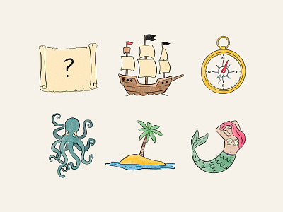 Pirate Illustrations icons illustration nautical pirate sea ship